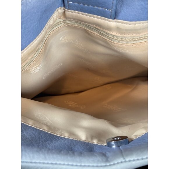 Vtg. Fossil Classic Light Blue Leather Tote Shoulder Bag Dual Handles - Picture 7 of 8